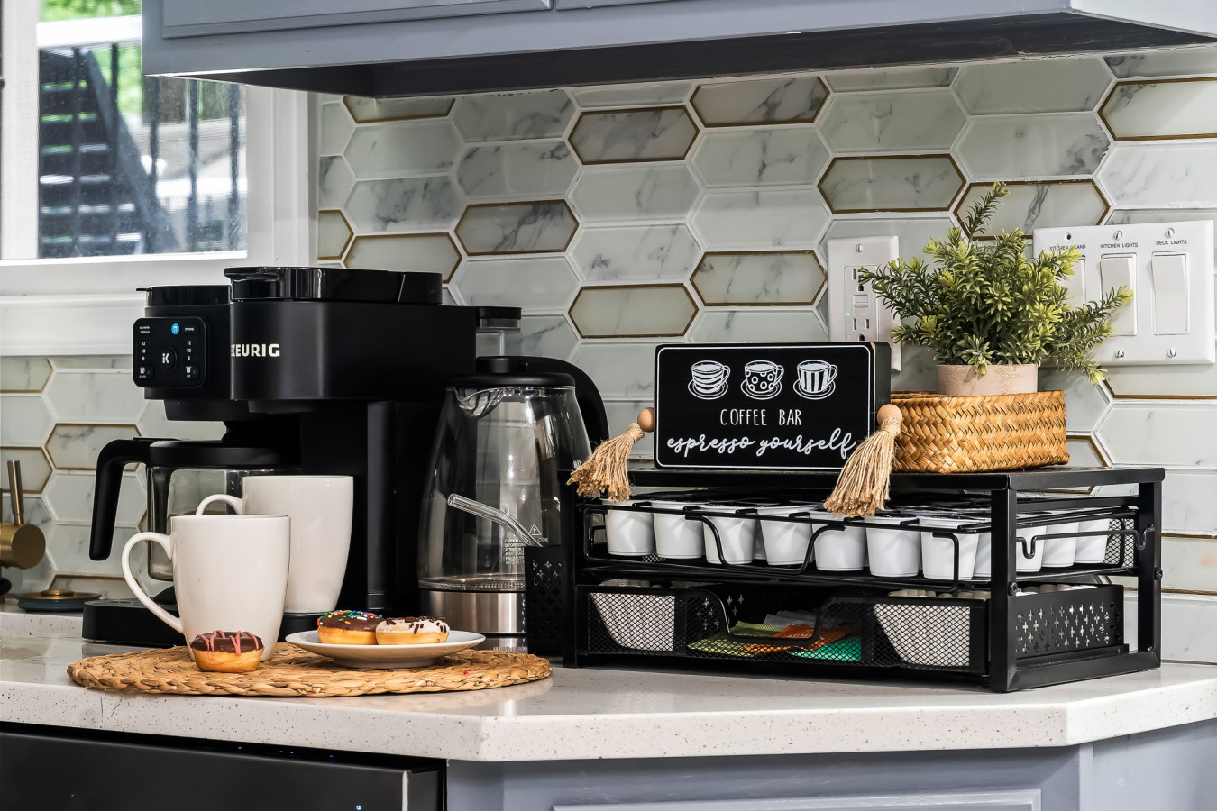 Start your mornings right at our cozy coffee corner—complete with a coffee maker, mugs, and everything you need to brew your perfect cup!