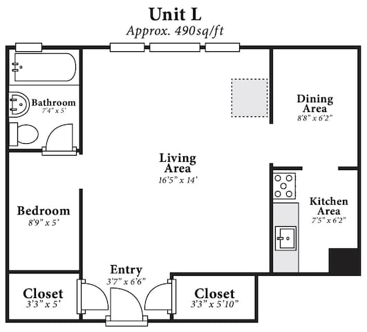 Downtown Historic Studio. Unit L. Construc. Close