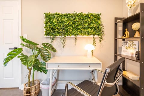 The office is located in a separate room with a closed door. Work from home in private with our blazing fast Verizon Fios gigabit internet connection!