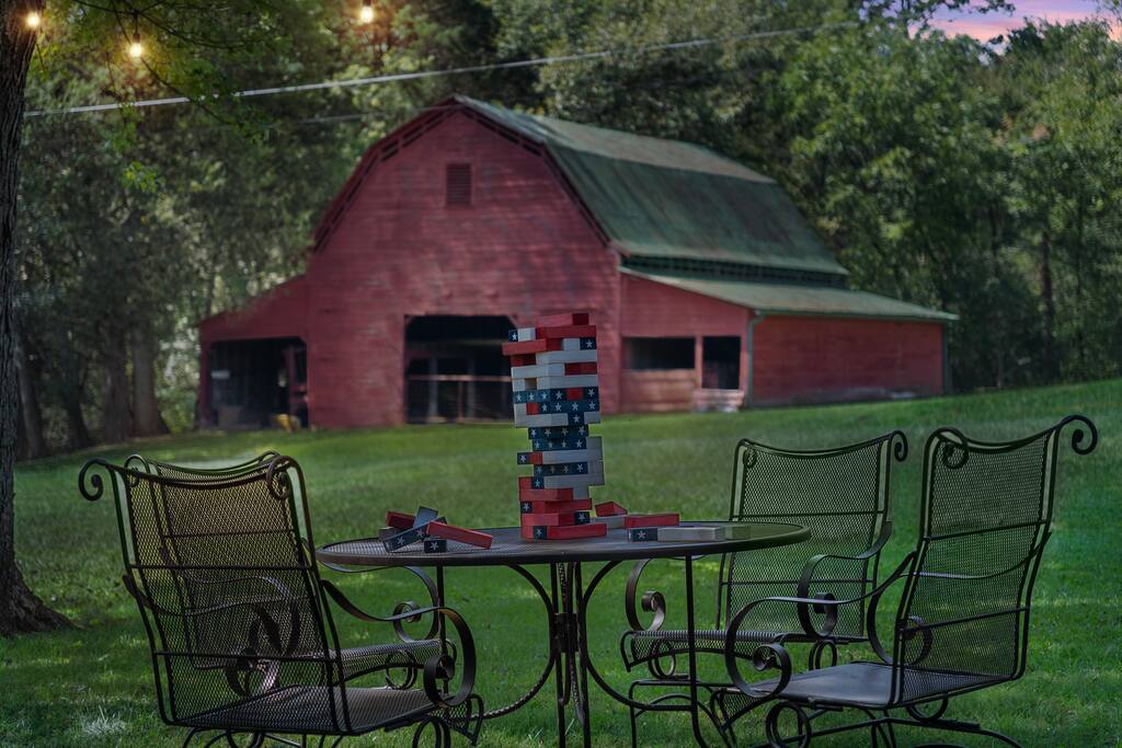 "Jenga, anyone? ✨ Enjoy the peace and quiet of nine serene acres… until the blocks tumble! Who will be the one to topple the tower?"