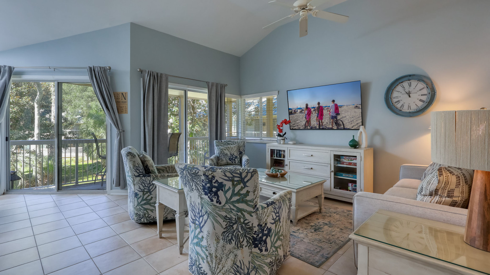 Binge, Relax, Repeat – Living Room with Streaming & Lagoon Views