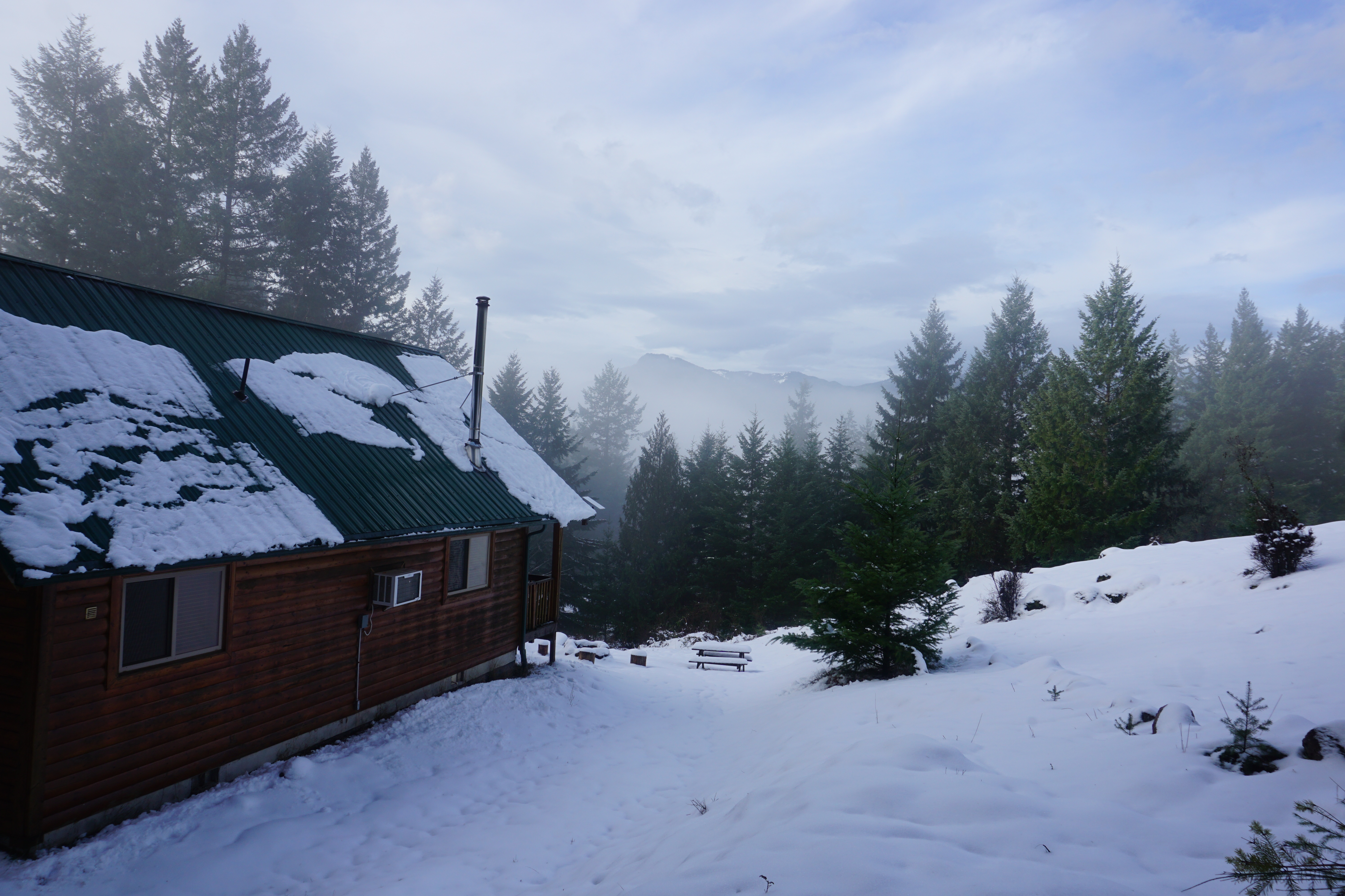 A cozy cabin on a peaceful 0.8-acre lot surrounded by quiet evergreens and fresh winter snow, your perfect private winter escape!