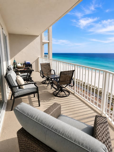 Start every morning with coffee overlooking the Emerald Coast.