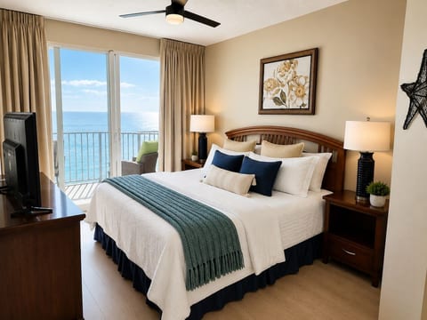 Wake up just steps from the Gulf in the comfortable king primary suite.