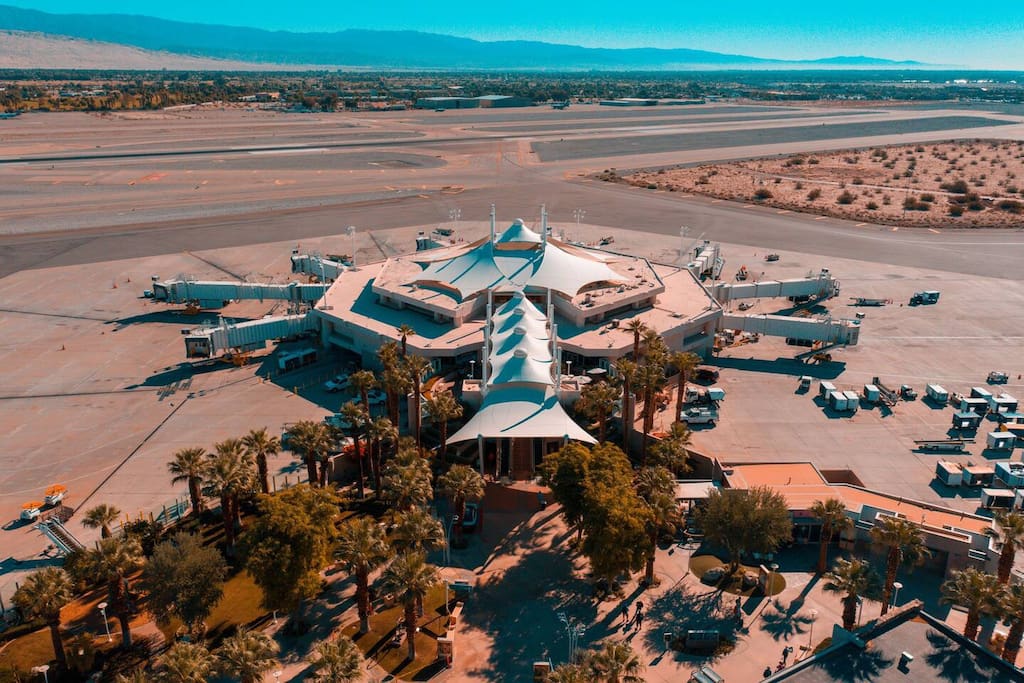 Welcome to Palm Springs Airport! ✈️ A gateway to your desert getaway, this charming airport offers a stress-free travel experience with stunning mountain views. Kick off your vacation right and get ready for sunshine and adventure!