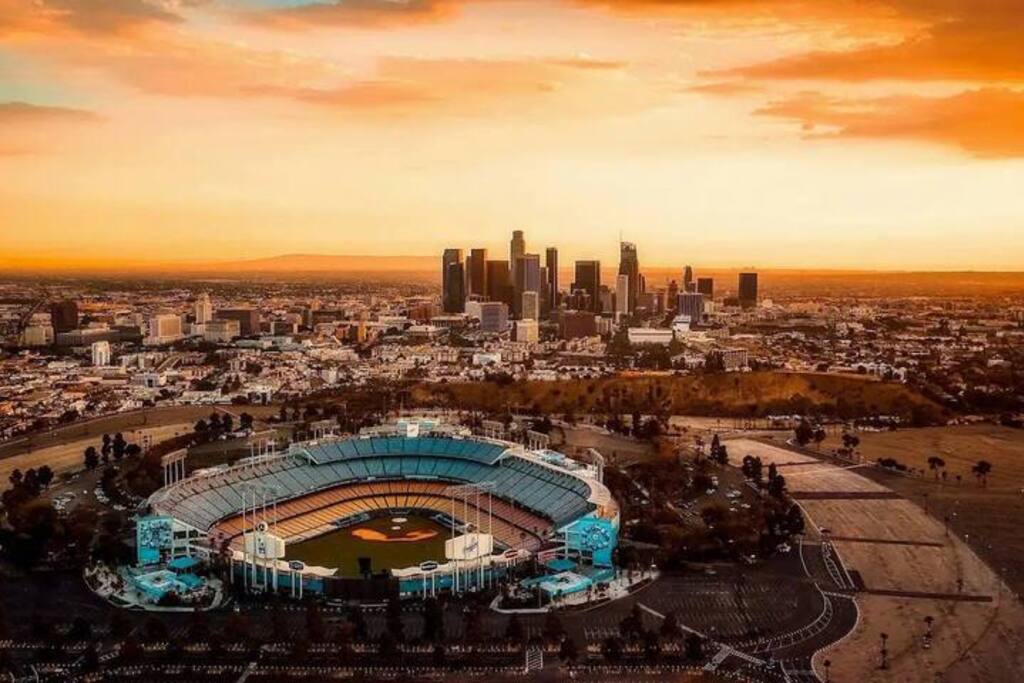 Catch the excitement at Dodger Stadium, just a short drive away! A must-see spot for baseball fans and a true LA experience.