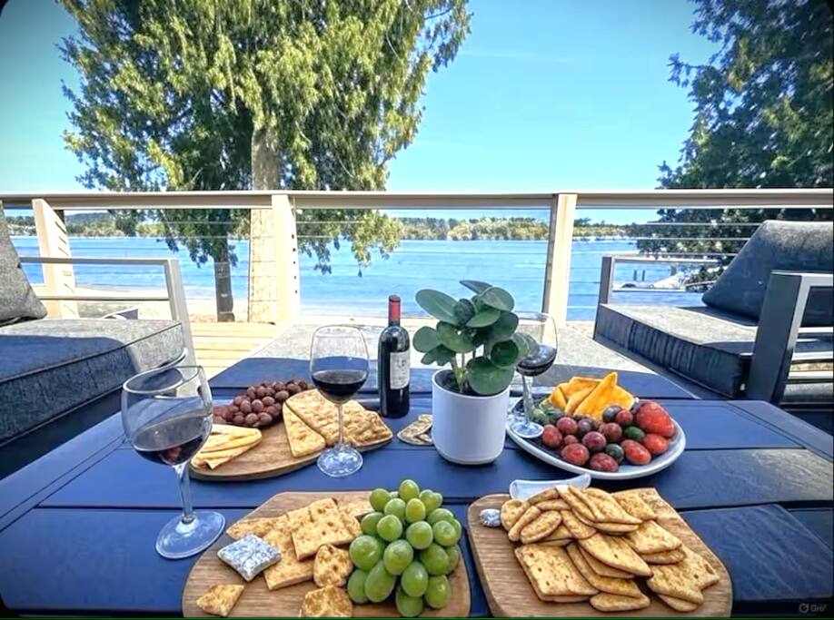 Relax on the spacious outdoor deck with comfortable seating for 7. Ideal for dining, lounging, or enjoying a morning coffee, this inviting space offers fresh air, great views, and the perfect setting for memorable moments with family and friends.