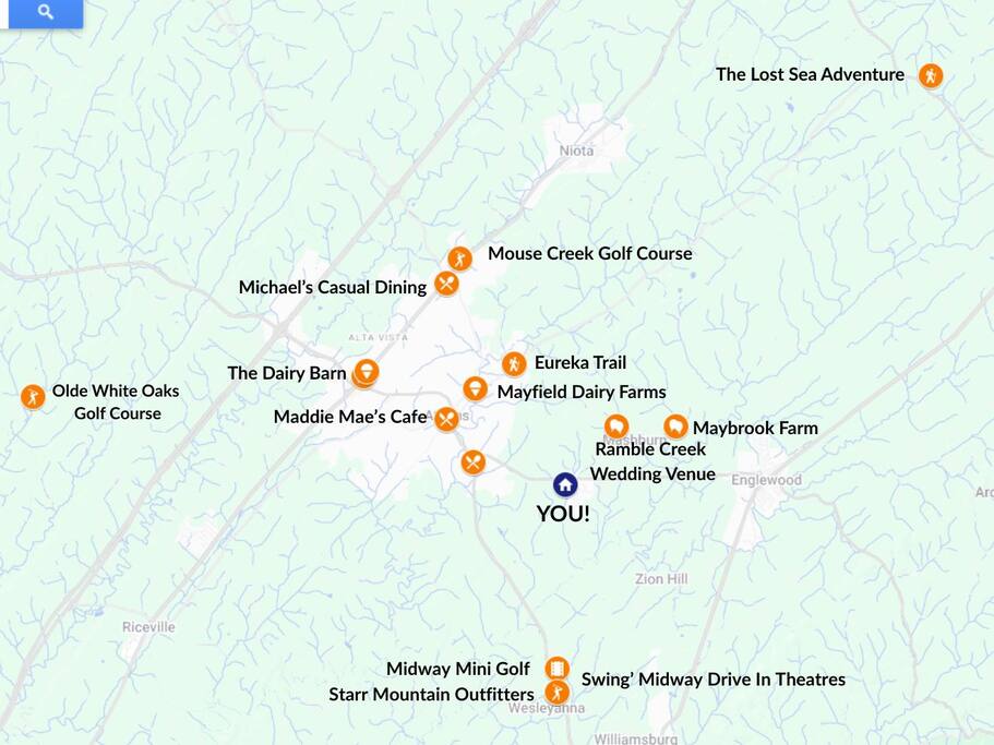 Located just minutes from several wedding venues, great food, and fun!! 