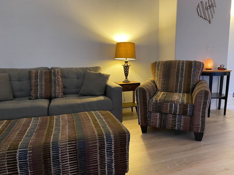 Cozy living room with hardwood floors.