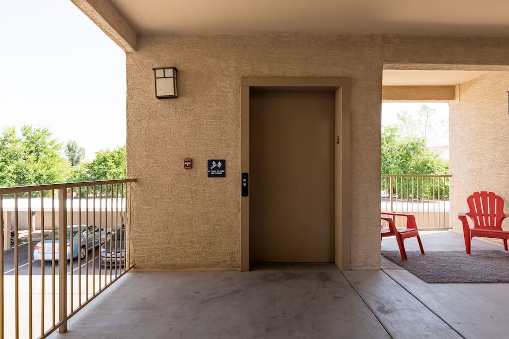Elevator on east end of the building.