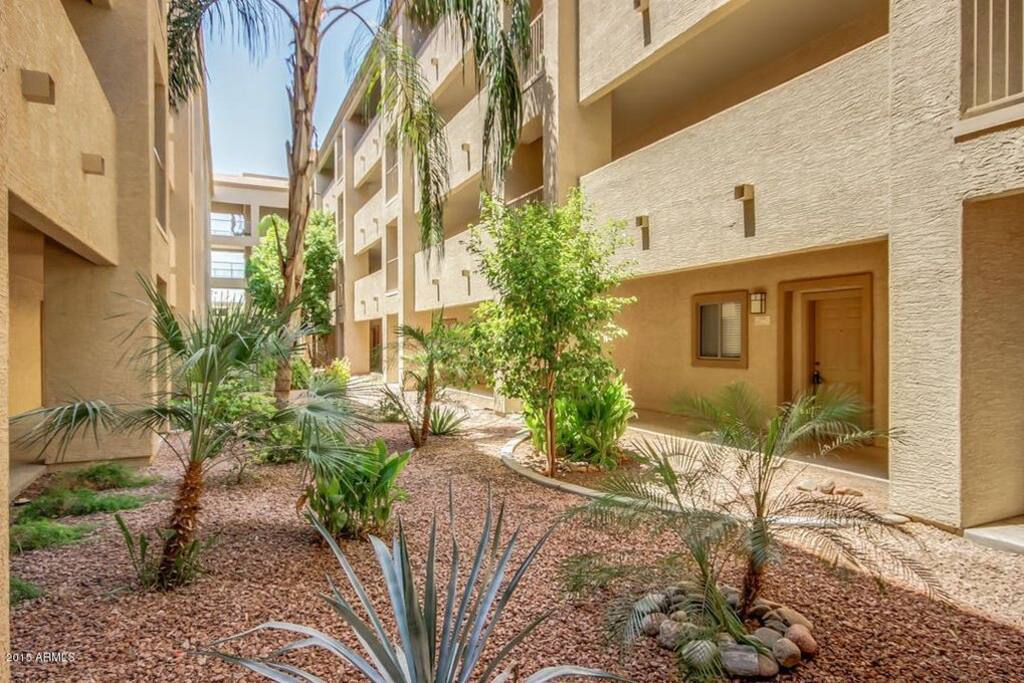 Courtyard in the middle of the units and off the entry covered balcony