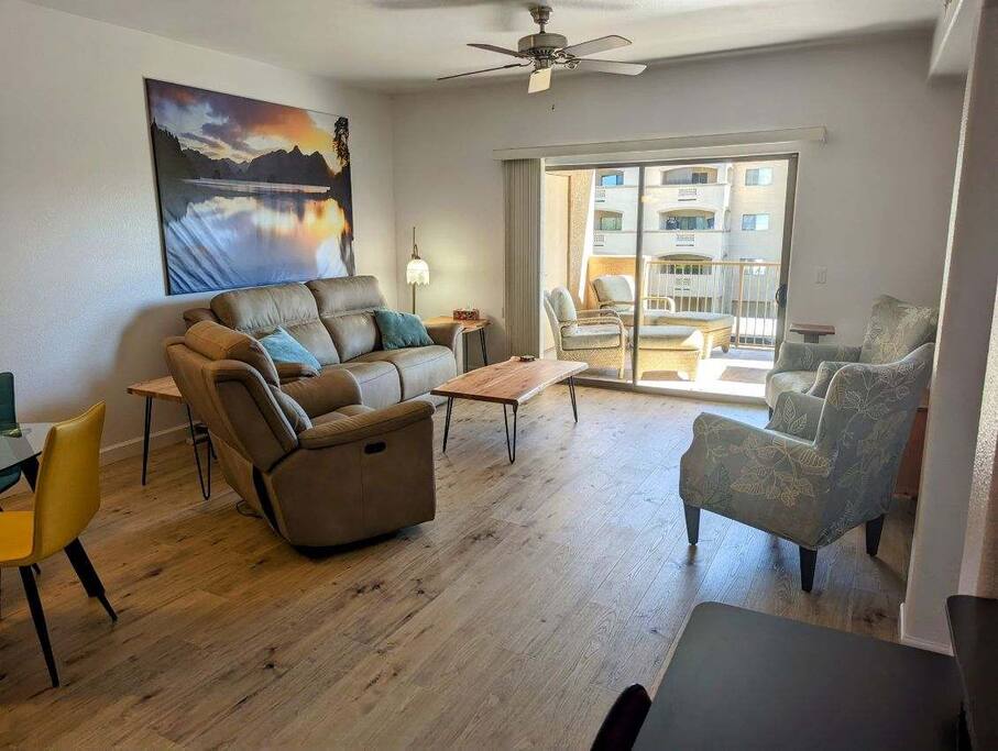 View of patio from living room/dining area.