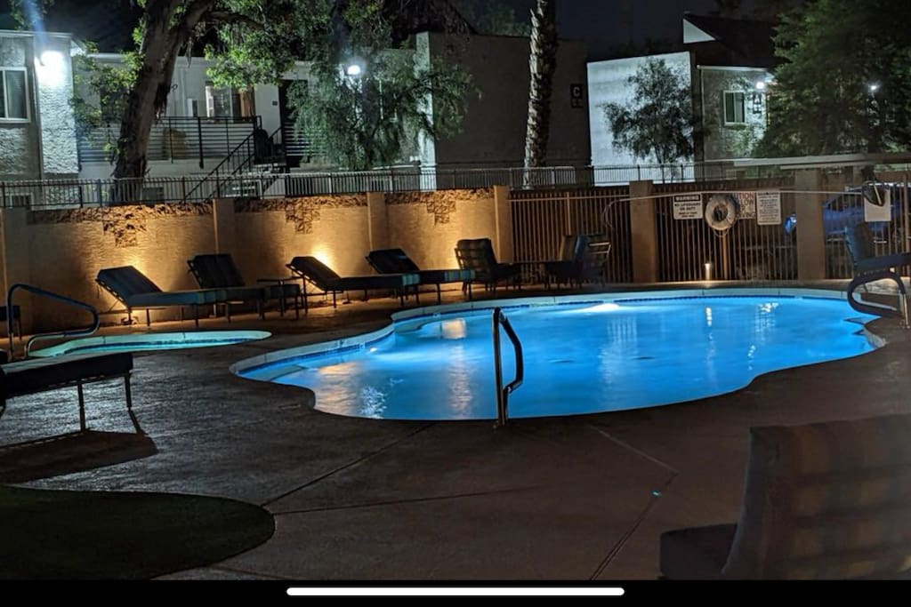 Pool Area with nice comfy lounge chairs.