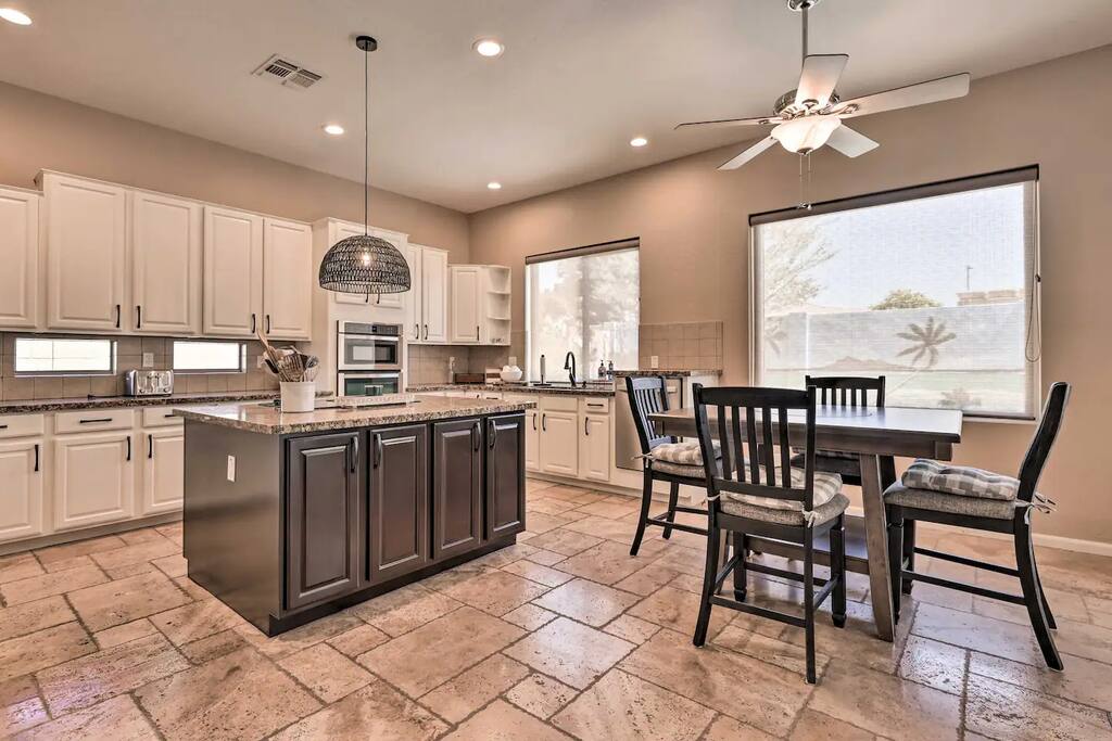 Kitchen and secondary dining area