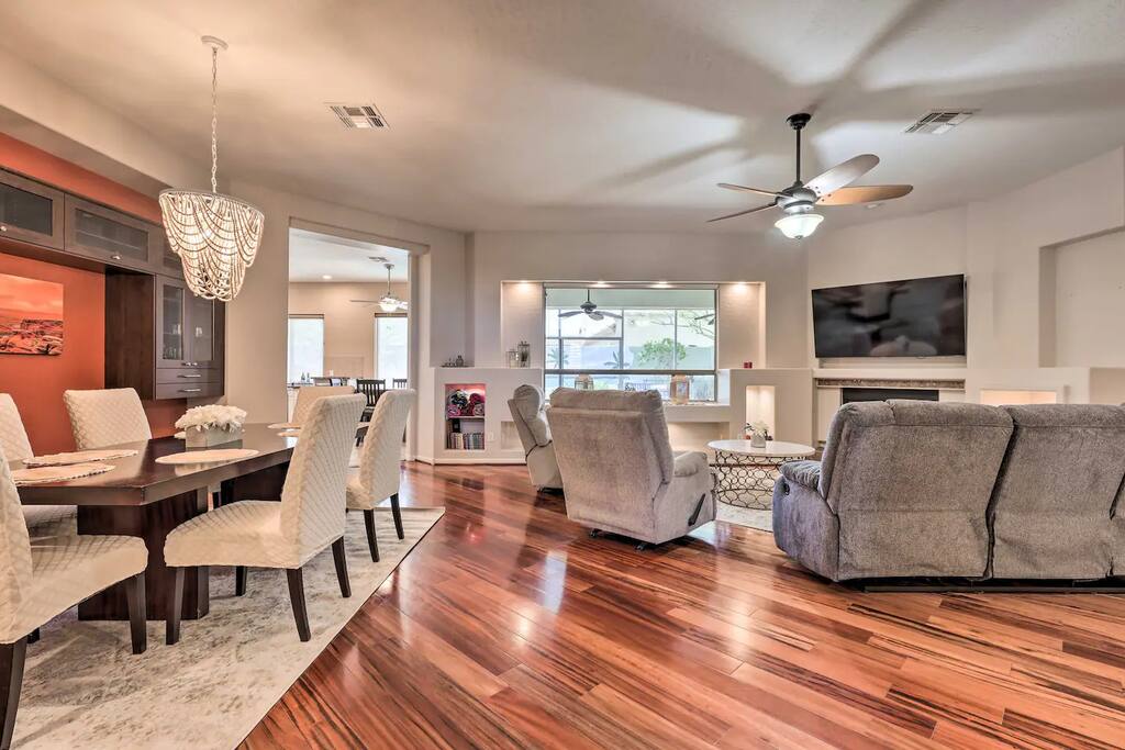 Primary dining area offering plenty of seating 