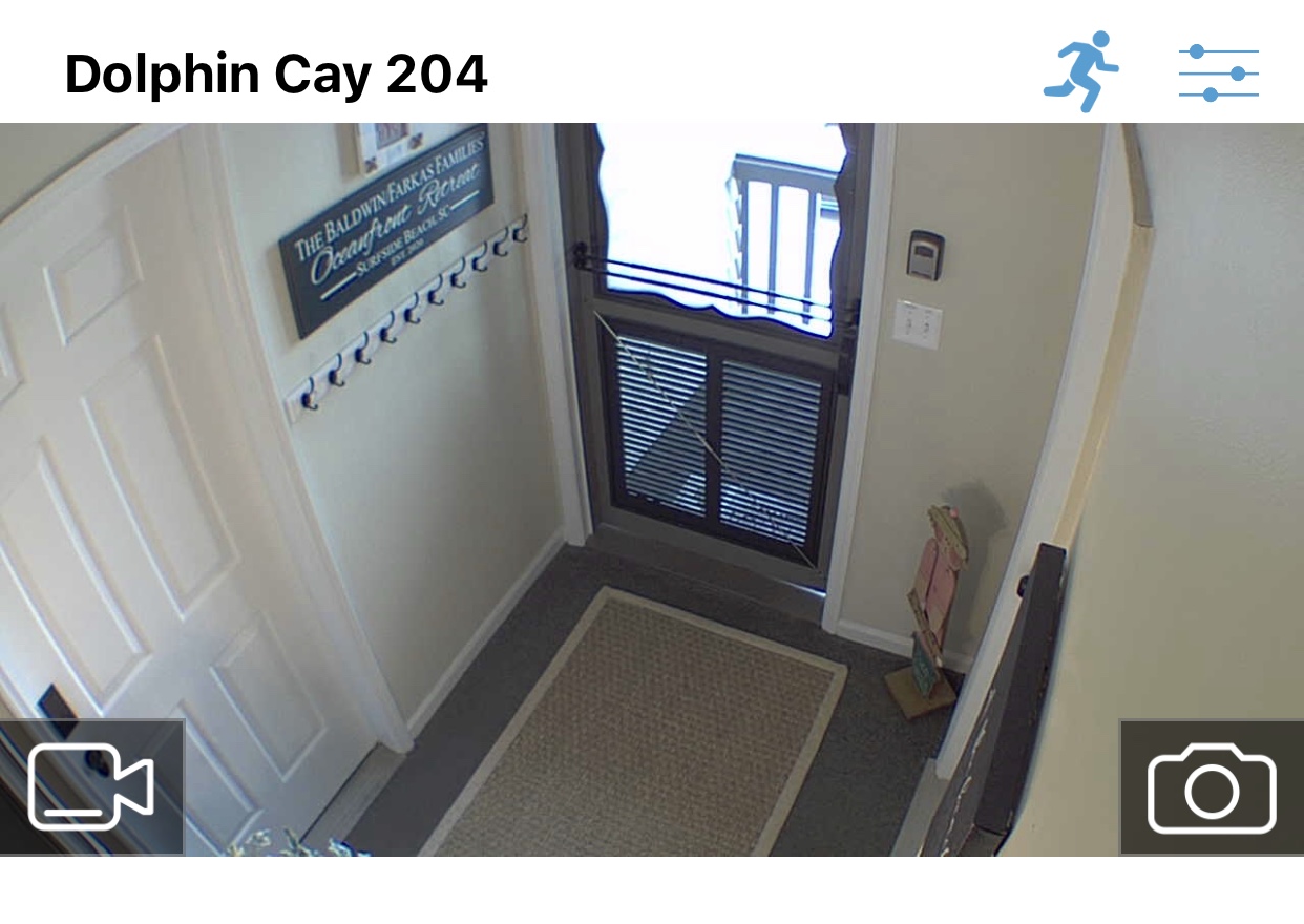 View from security camera in alcove - there are no cameras within the actual unit