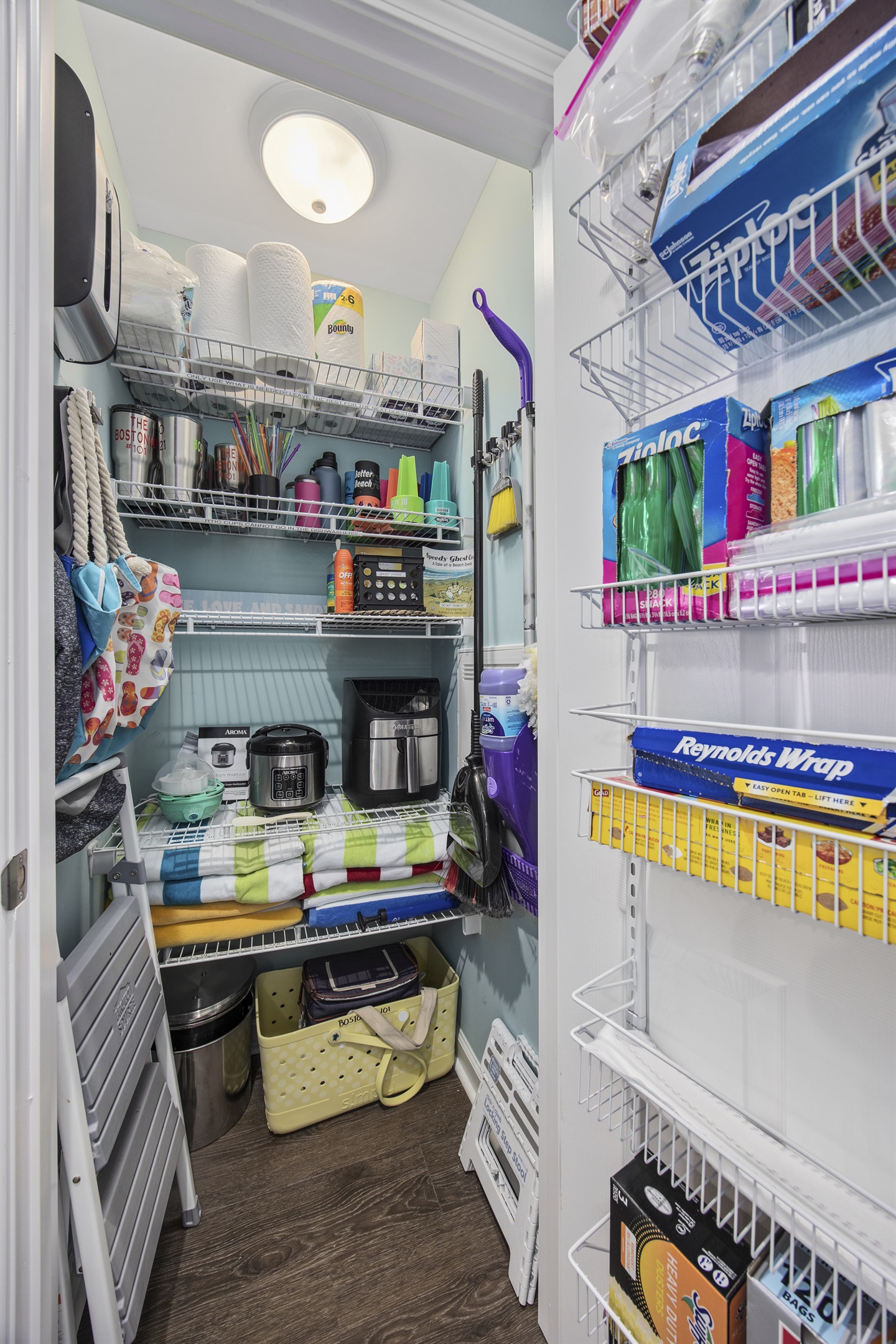 Pantry with air fryer, egg cooker, and rice steamer!