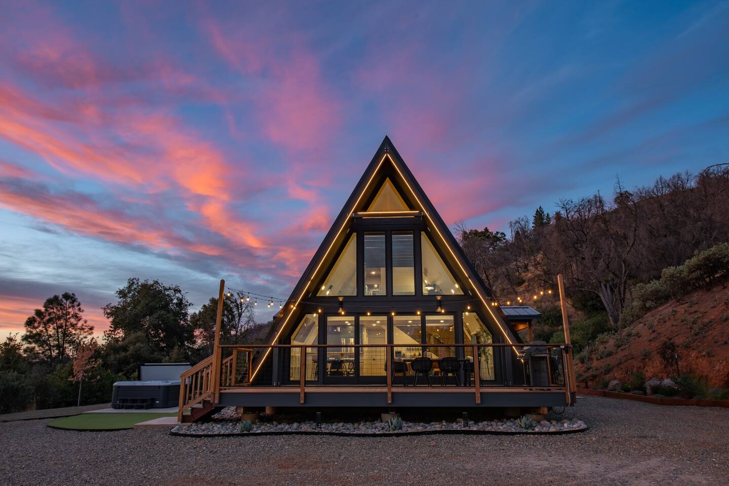Welcome to  The Phoenix Triangle ✨ A luxury modern A-Frame with HGTV-worthy design, a dreamy spa, and all the cozy vibes for your perfect getaway.