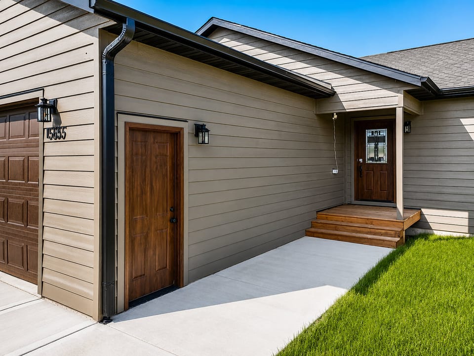 Front door with smart lock for keyless and contactless entry