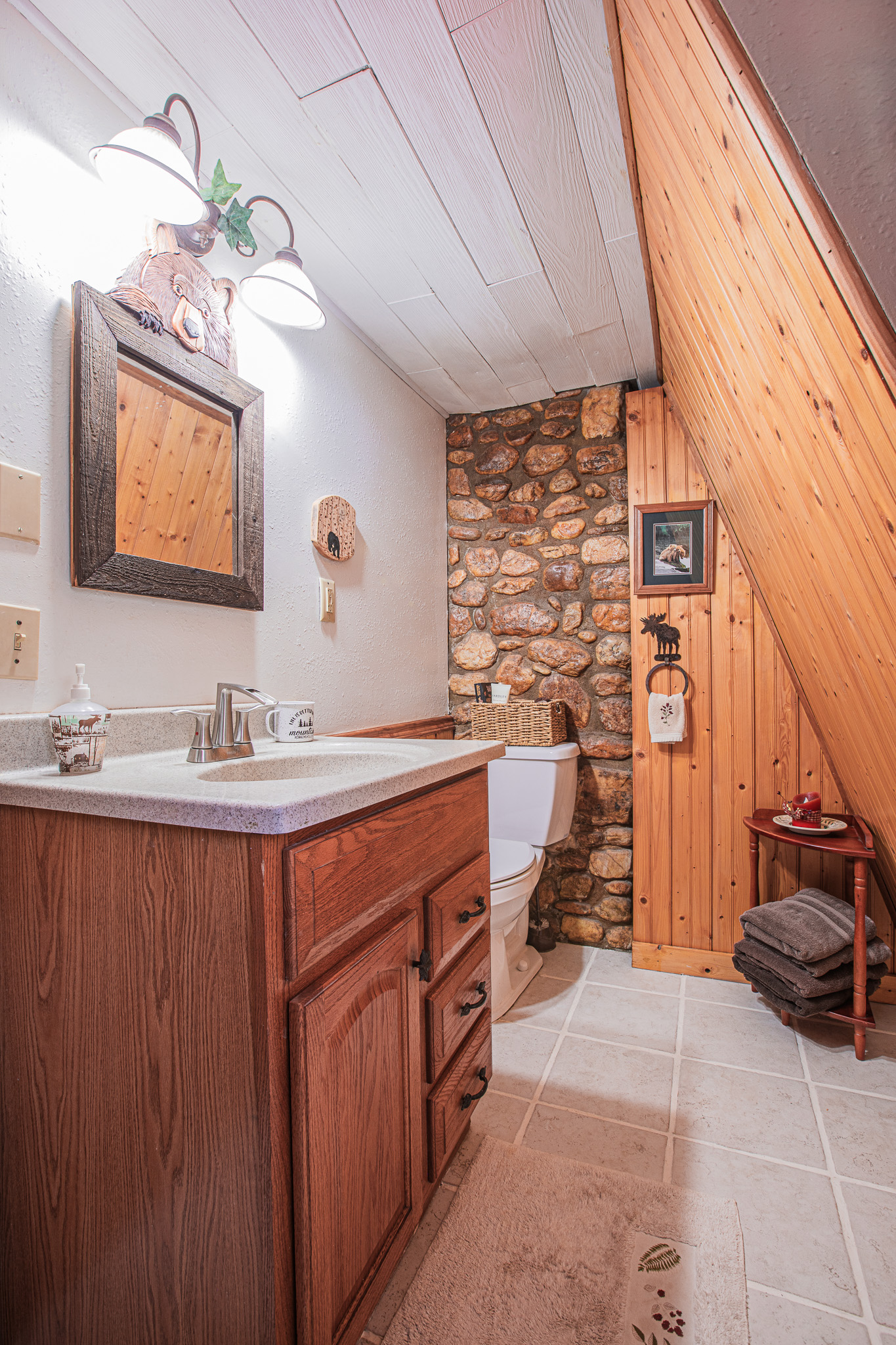Full Bathroom 3 (Upper Level)- Stand Alone Shower, Toilet, Sink, Vanity Full Bathroom 3 (Upper Level)- Stand Alone Shower, Toilet, Sink, Vanity - Buffalo Creek Log Cabin - Robbinsville