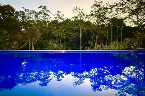 View of the pool at sunset