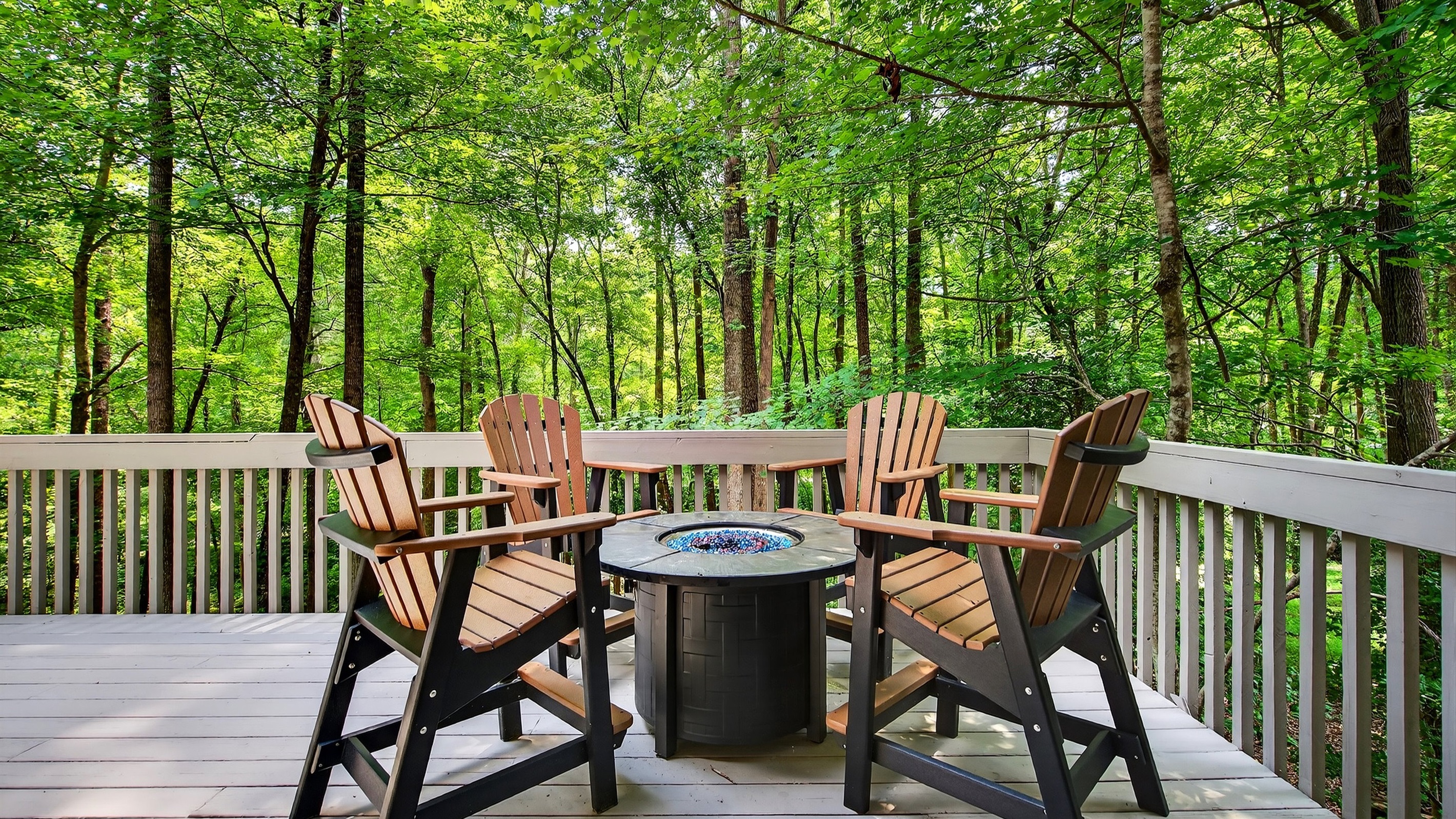 Sit around the fire table.