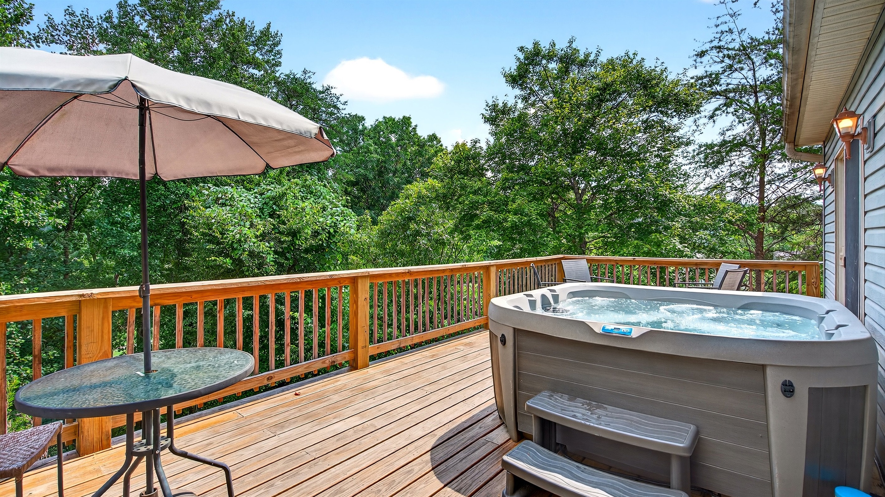 Outdoor relaxation by the hot tub