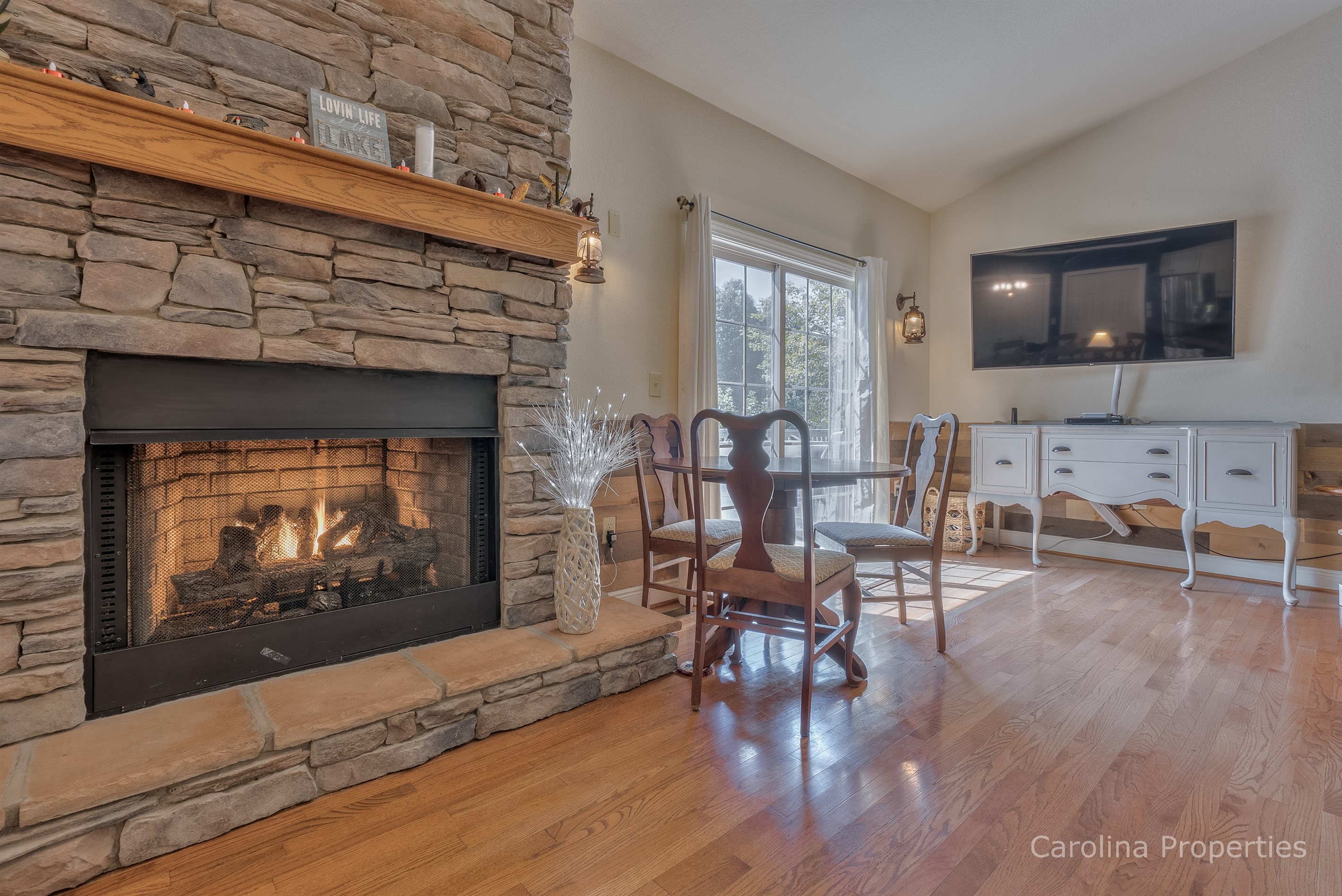 Fireplace and mounted TV