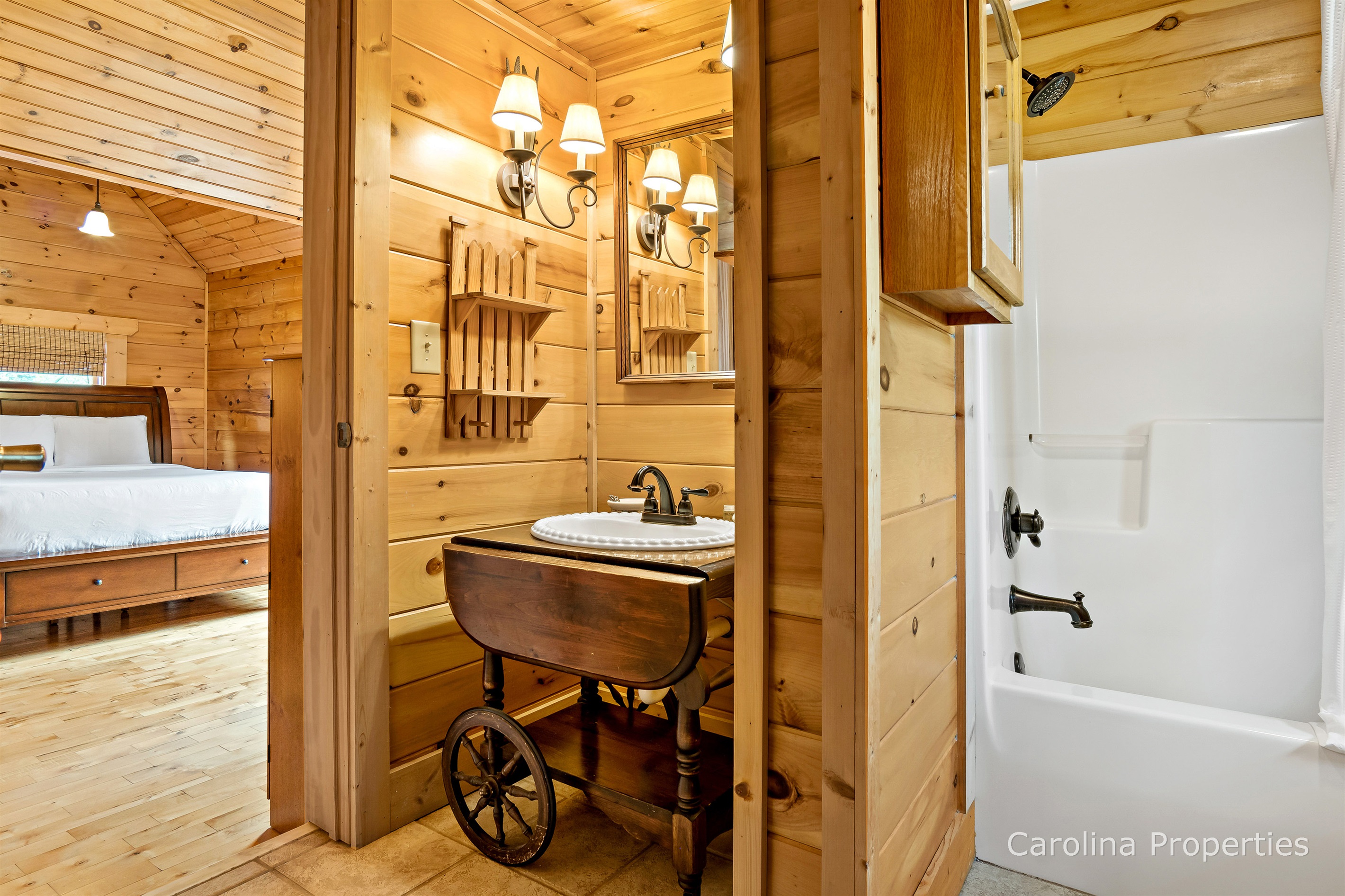 Upstairs bathroom is shared by the two upstairs bedrooms.