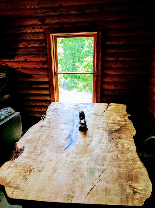 Custom live wood dinner table - Smokies Overlook Lodge - Waynesville