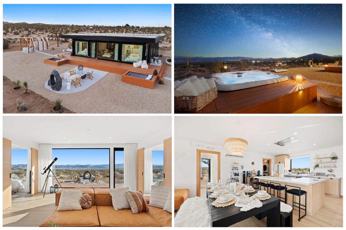 Joshua Tree Off-Grid Container Home: Hot Tub, Sauna, Hammocks, Outdoor Shower/Tubs