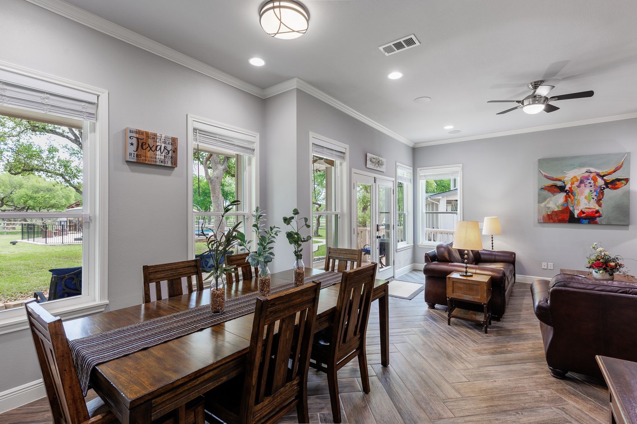 Guest house dining room and living room