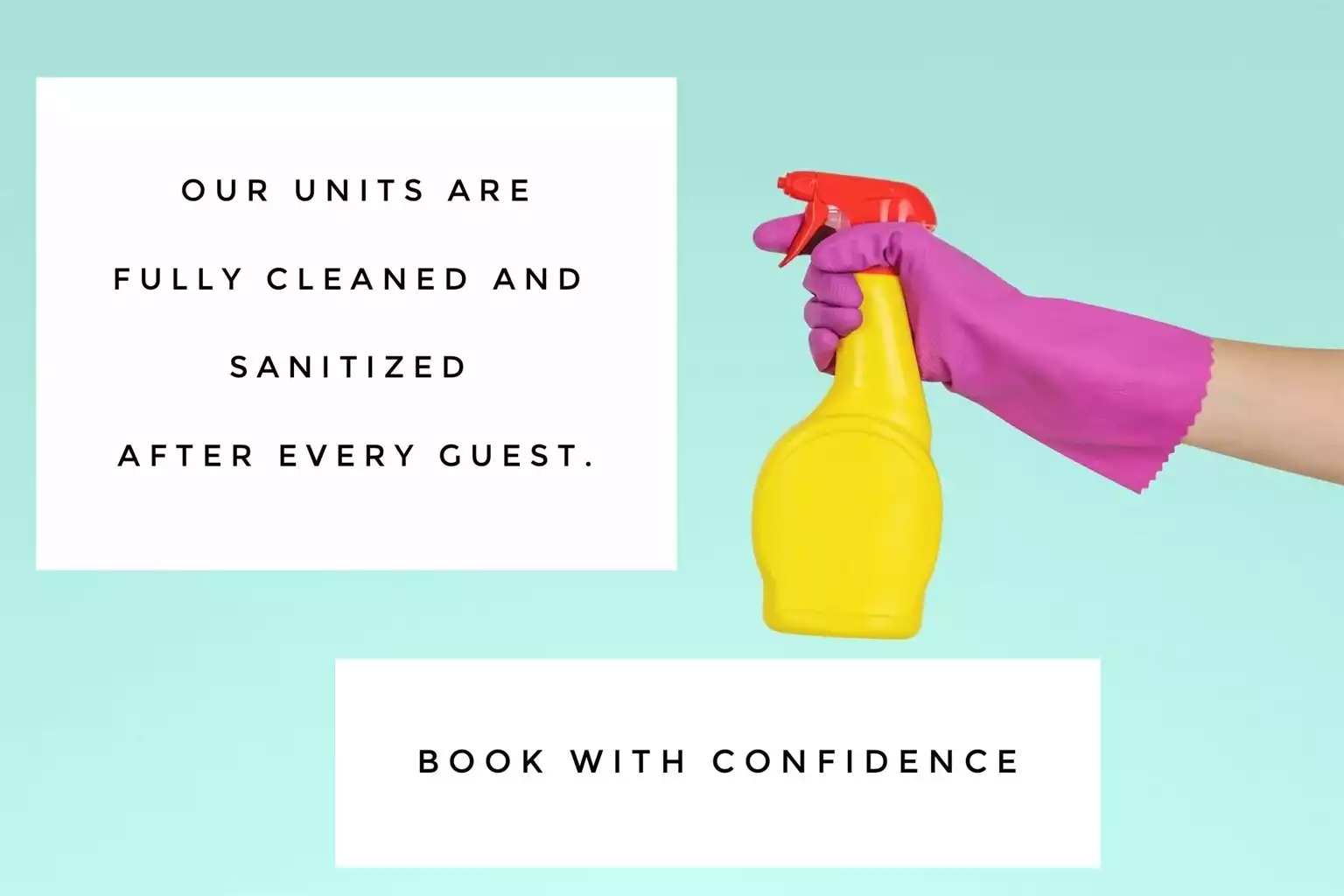 Book with confidence! We fully sanitize our apartments between guests.