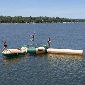 The 20 foot water tramp is great for lounging and jumping. Keeps the kids off their phones. Memorial to Labor Day only. The launch pad and log have been replaced by a rubber slide.
Great views on this lake front and beach front cabin.