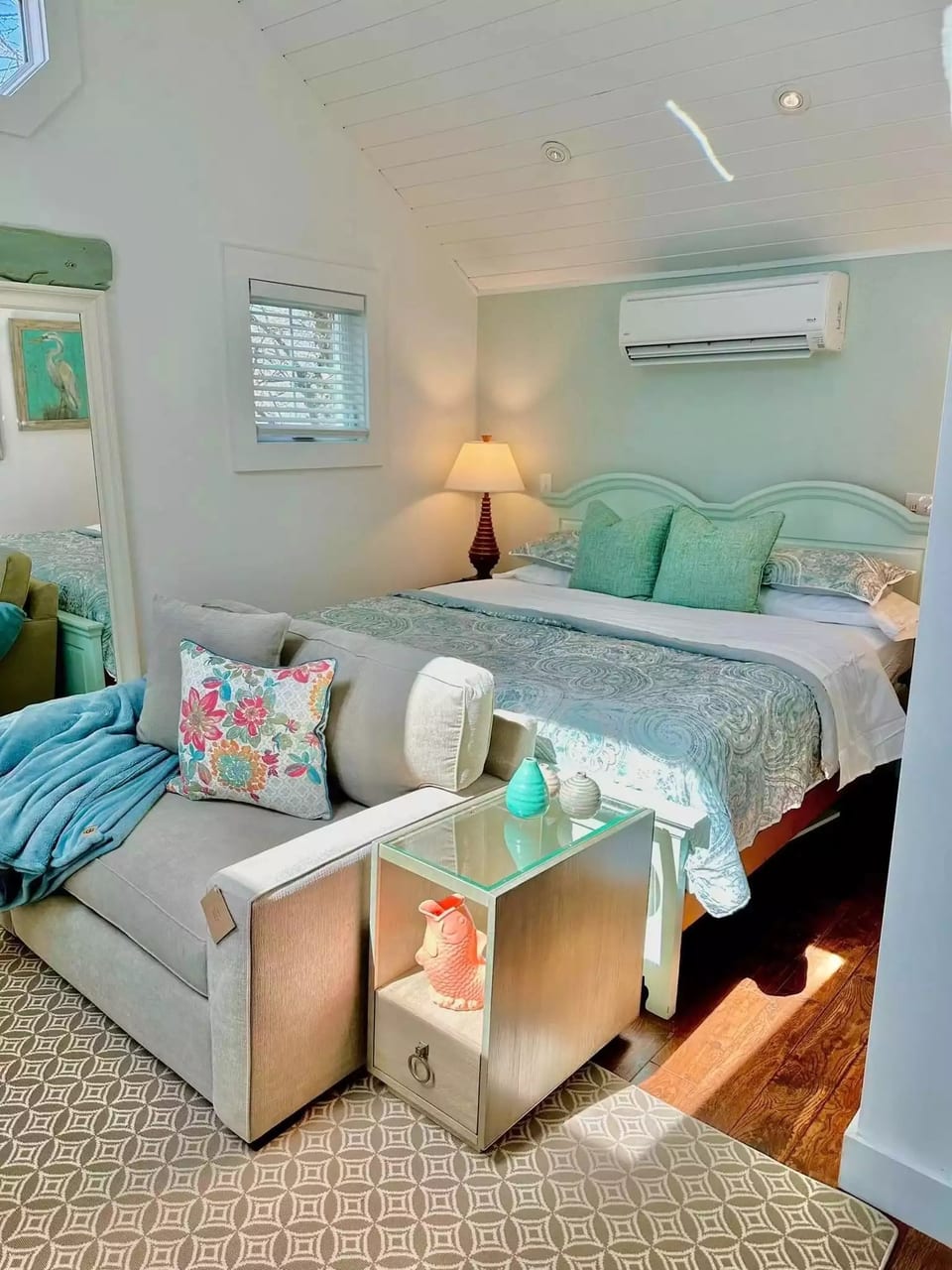 This is a king size bed. All linens are provided. The couch opens to a twin bed