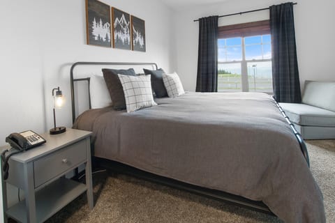 Master bedroom with King bed and en suite bathroom