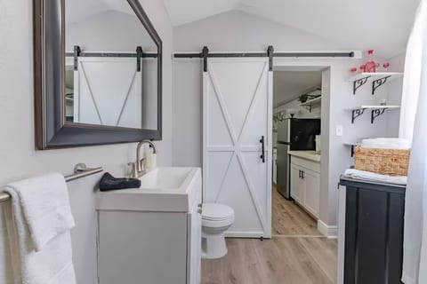 A beautifully remodeled bathroom guests love.