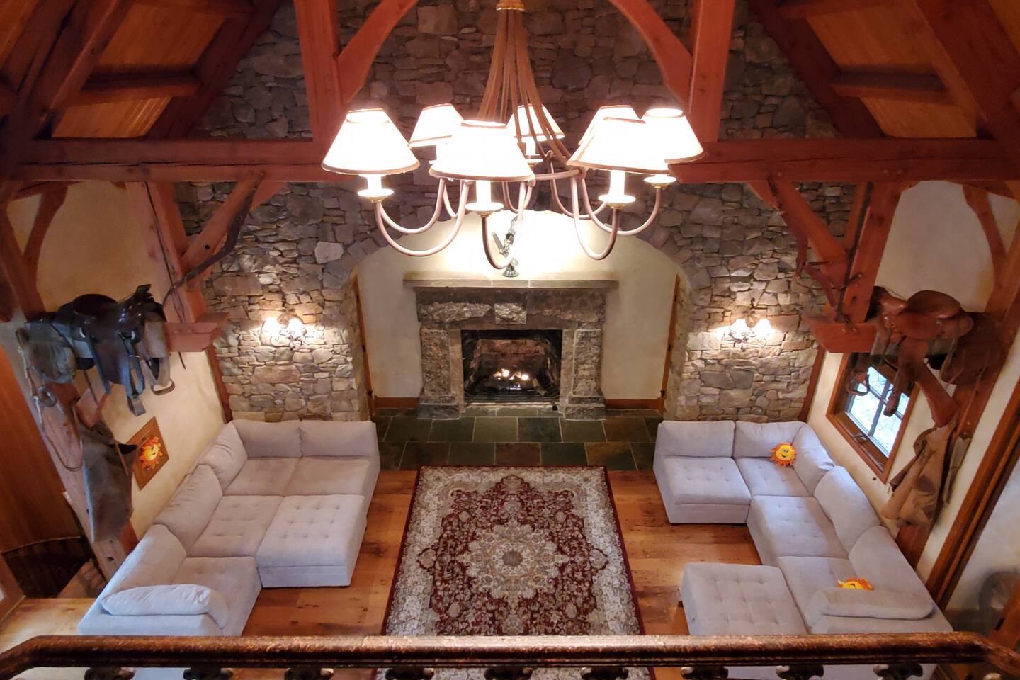 Looking down from the loft. Sundance Mountain Chalet