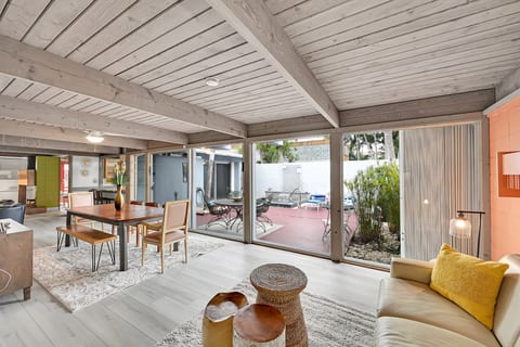 Open area dining room with view to plunge pool