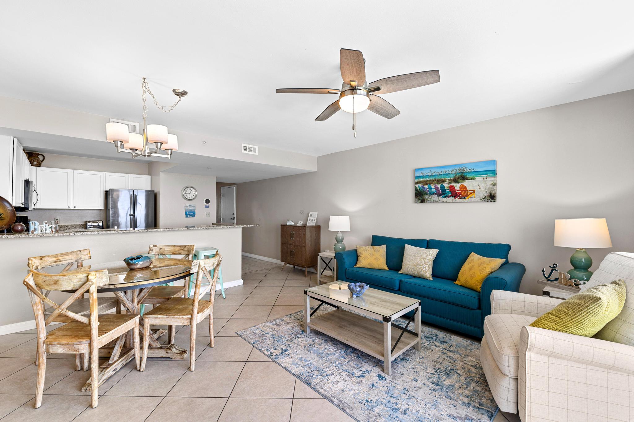 Livinfg room and dining area - Pelican Beach 1710 - Destin