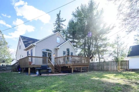 Tall pines surrounding the property makes it feel secluded; you sit high above everyone else in the neighborhood