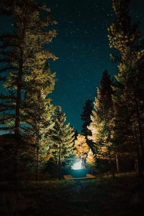 Shared, 2-seater hot tub is a great place to stargaze and soak away those daily stressers.
