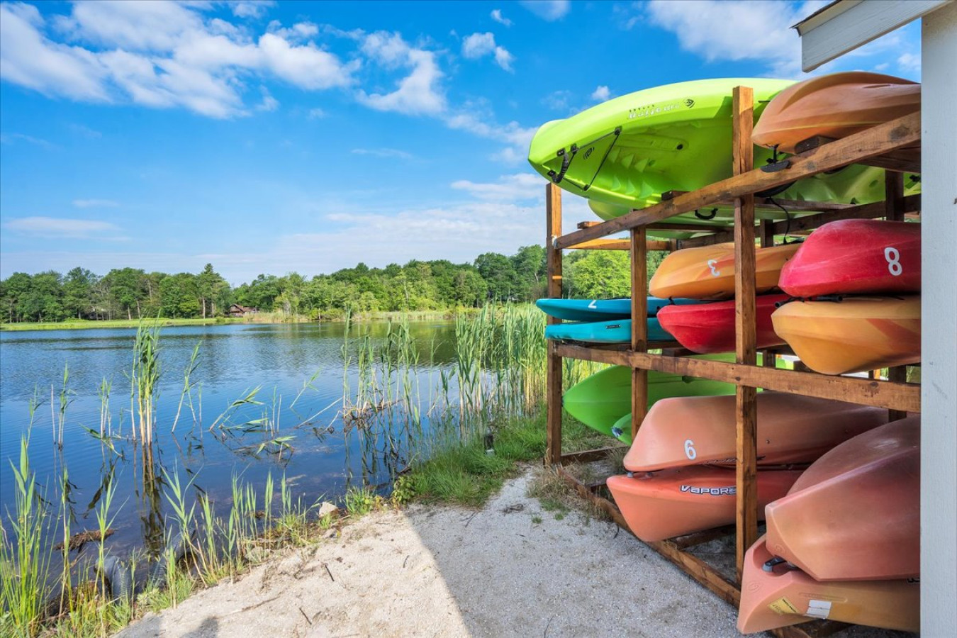 Enjoy a peaceful paddle with kayaks available at the community center (rental fees may apply).