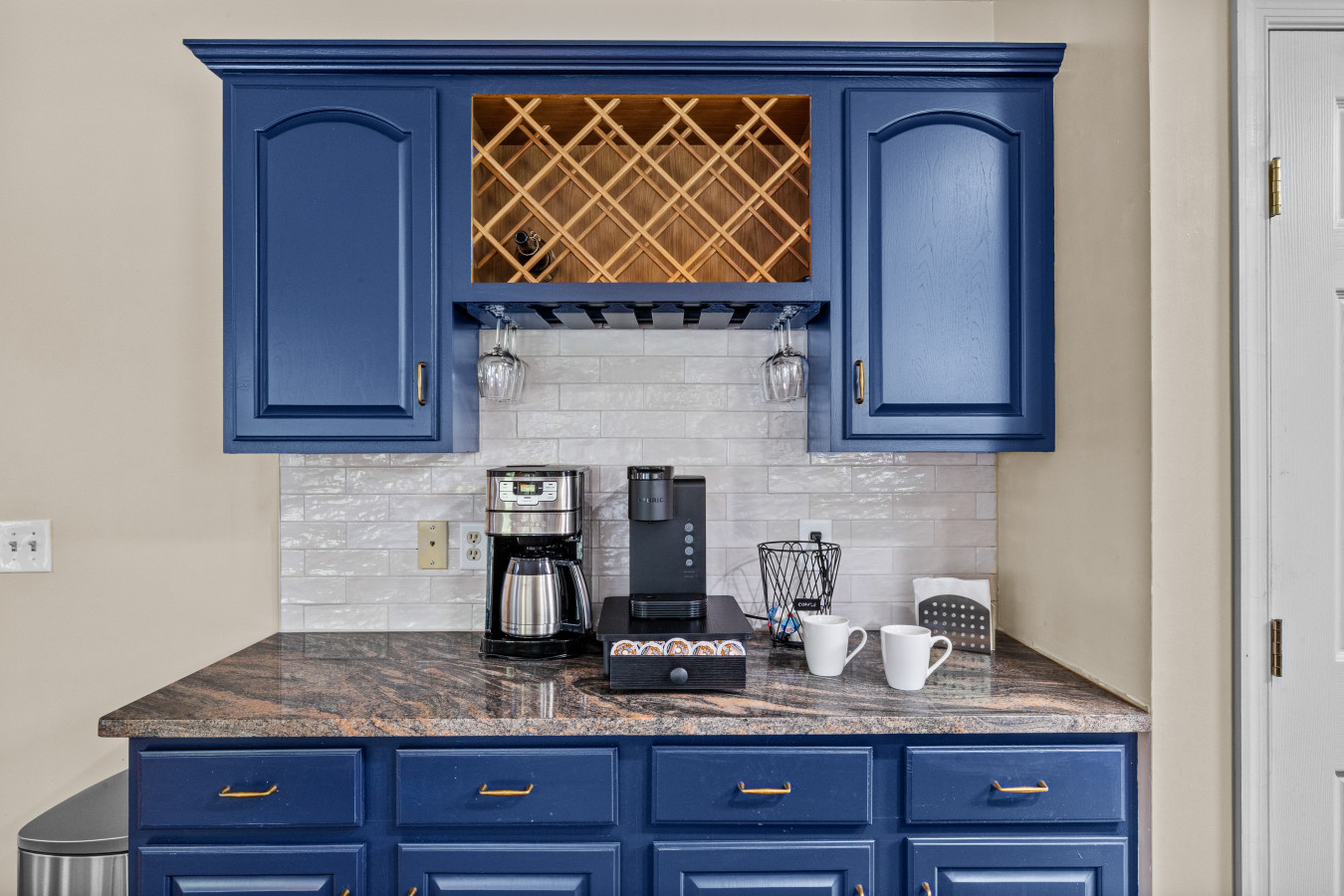 Welcome to your personal coffee corner—complete with Keurig, drip coffee maker, and complimentary starter pods to get you brewing!