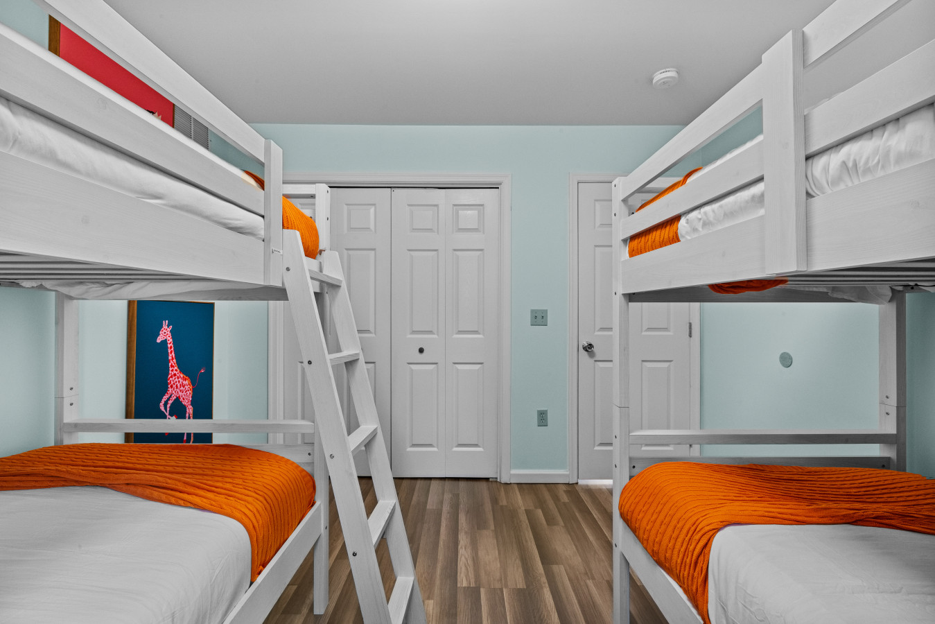 Equipped with a closet for convenient storage of clothes and more.