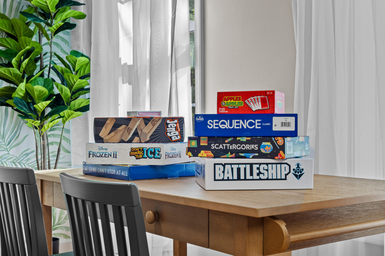 Bring your game face—classic board games available for endless entertainment.