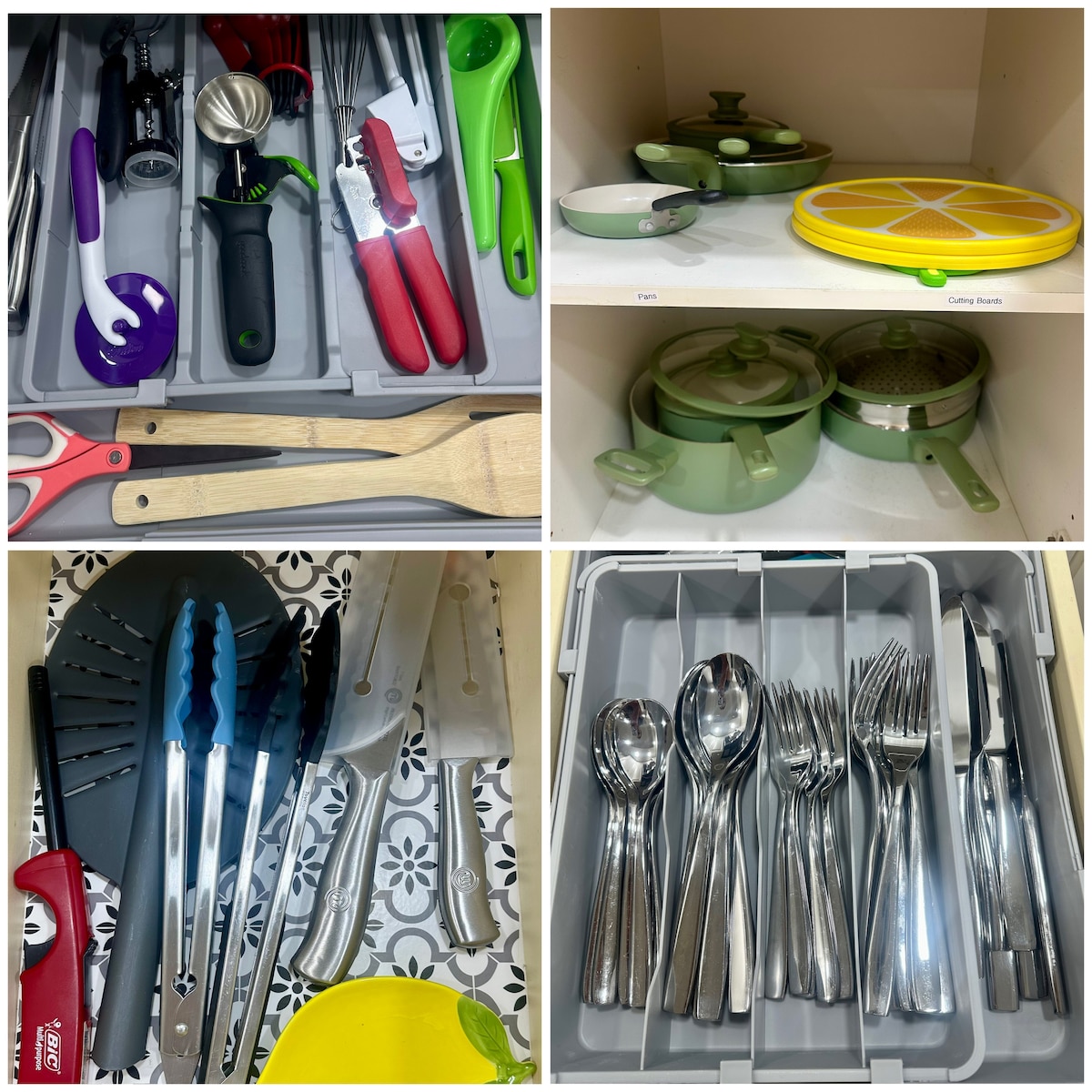 Lots of utensils and cookware provided.