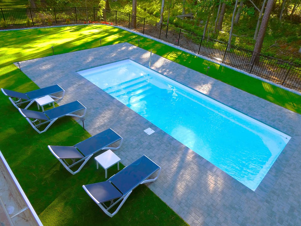View of pool from deck