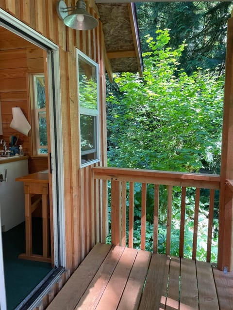 View towards kitchen from balcony.