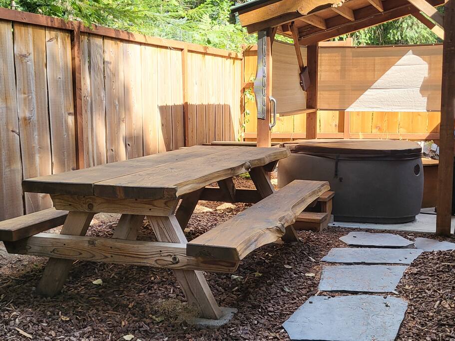 Enjoy a picnic outside at the Knotty Shack.